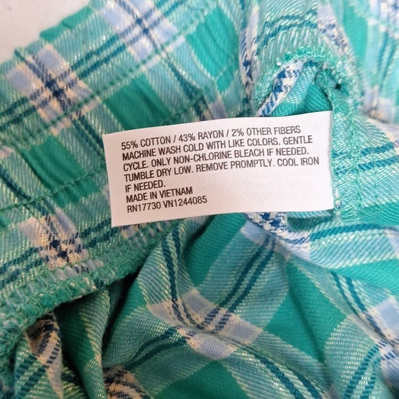 Colsie Womens Lightweight Green Plaid Tank & Shorts 2 piece Pajama Set NEW! - Picture 8 of 8